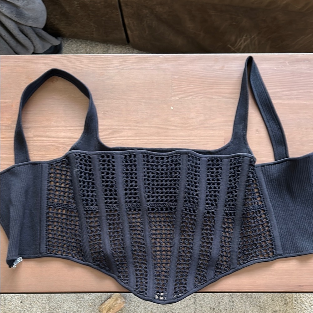 DION LEE Black corset tank